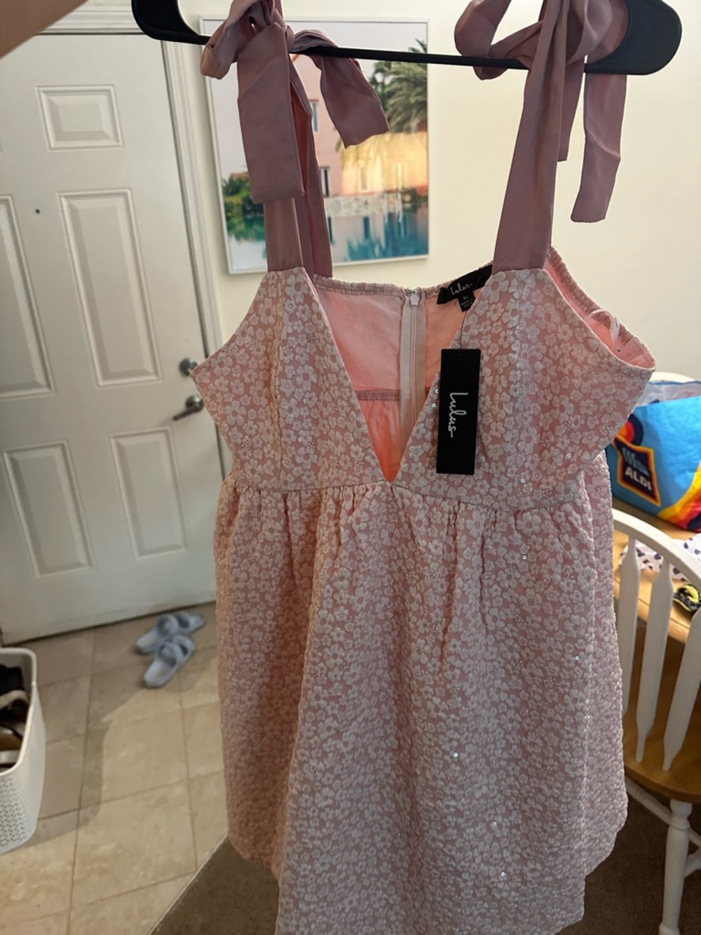 Lulu's Blush Pink Sequin Floral Mini Dress